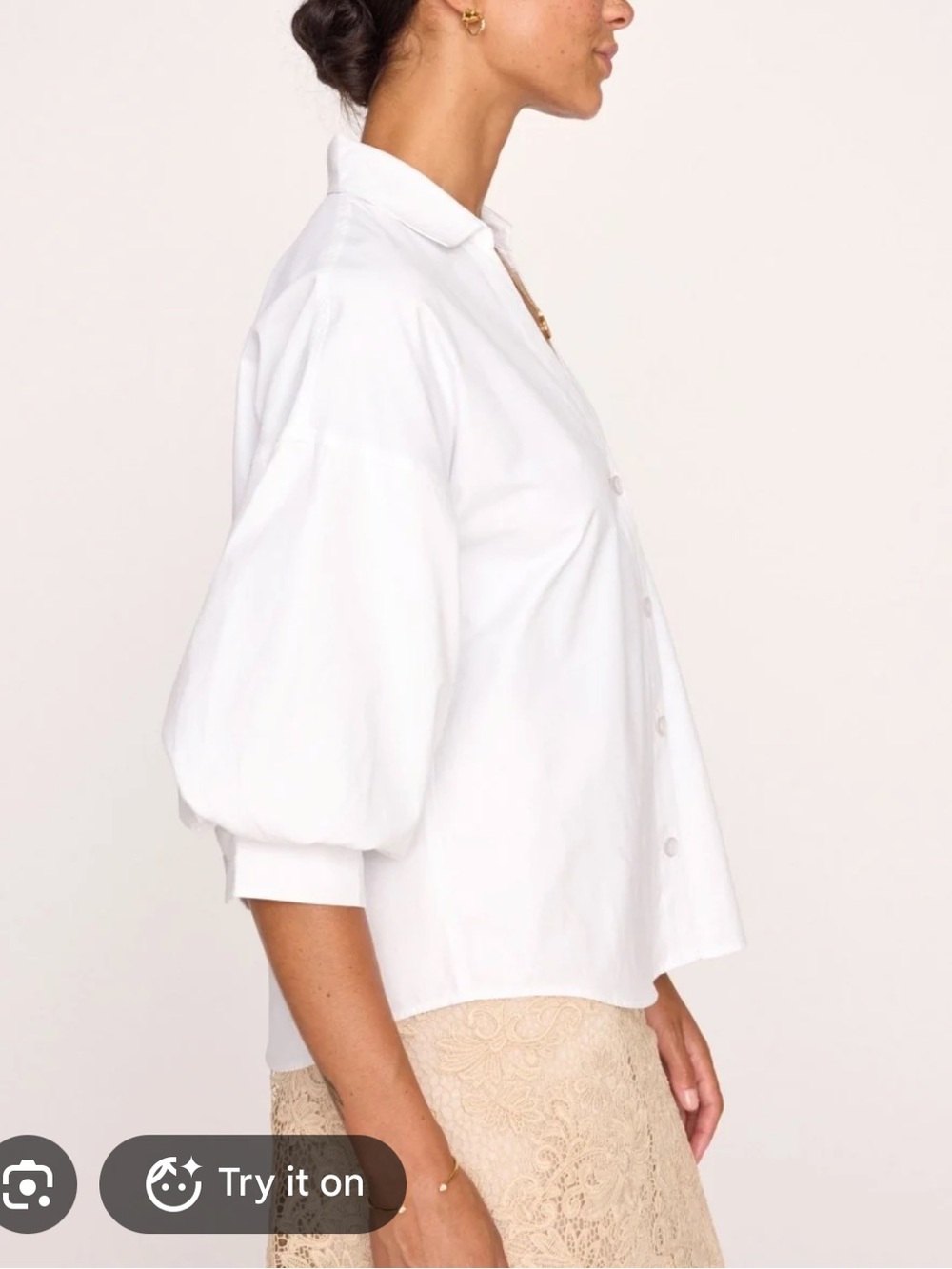Brochu Walker White Puff-Sleeve Button Down Shirt